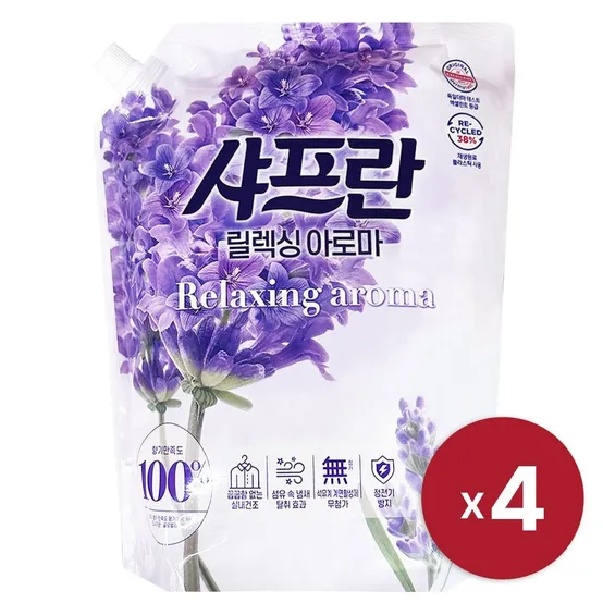 [LG생활건강] 샤프란 섬유유연제 릴렉싱 아로마 2.1L 리필 x 4
