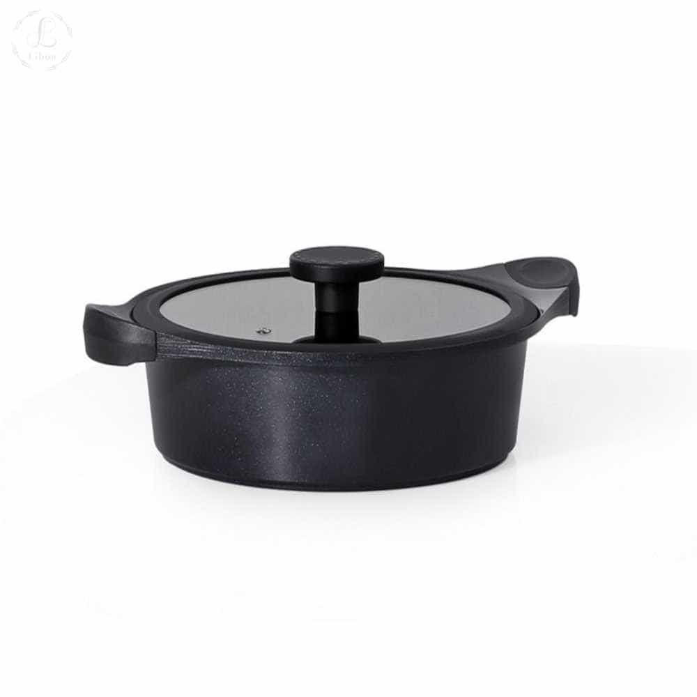 리보아협력사 해소미 올블랙 IH 인덕션 전골냄비 24CM 세라믹 냄비 신혼집선물 주방용품 안눌어붙는냄비 블랙냄비