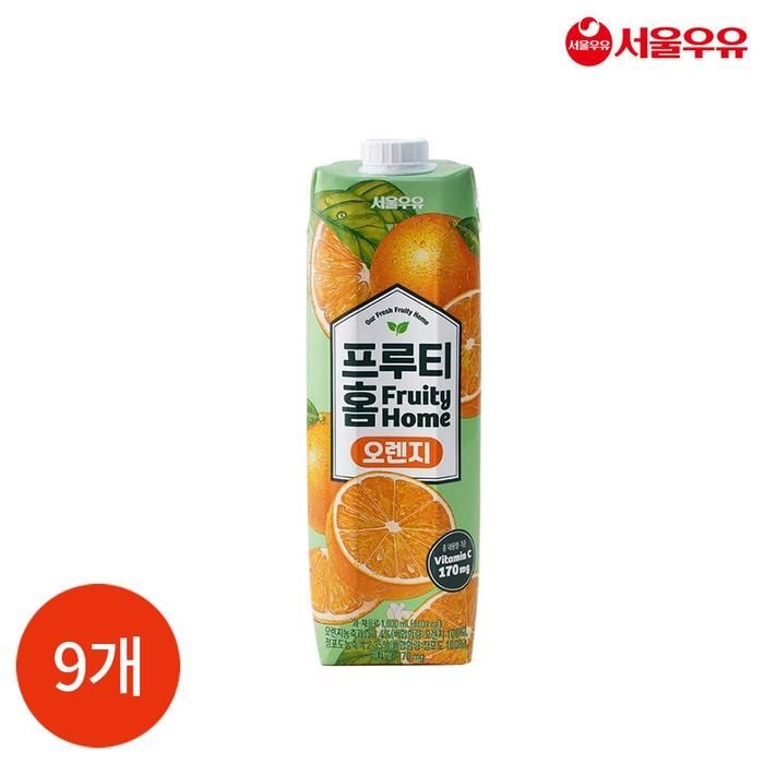 서울우유 프루티 홈 오렌지 1000ml x 9개