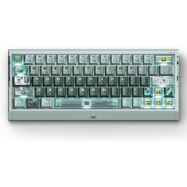 [해외] IQUNIX 아이큐닉스 EV63 고스트 인 더 쉘 게이밍 키보드 코어 60% 유선 홀 효과 0.01mm 반응 속도 CNC 알루미늄 케이스 FPS