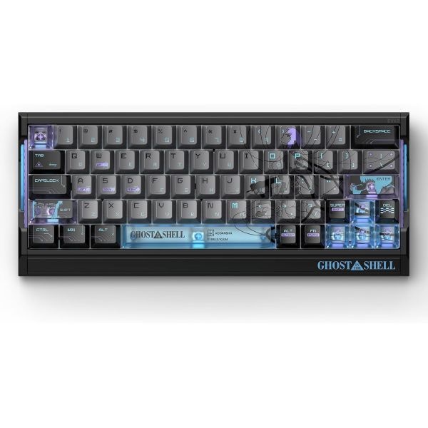 [해외] IQUNIX 아이큐닉스 EV63 고스트 인 더 쉘 게이밍 키보드 사이버 블루 60% 유선 홀 효과 0.01mm 반응 속도 CNC 알루미늄 케