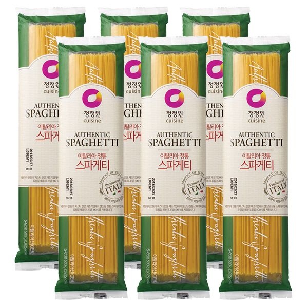 청정원 이탈리아 정통 스파게티면, 500g, 6개