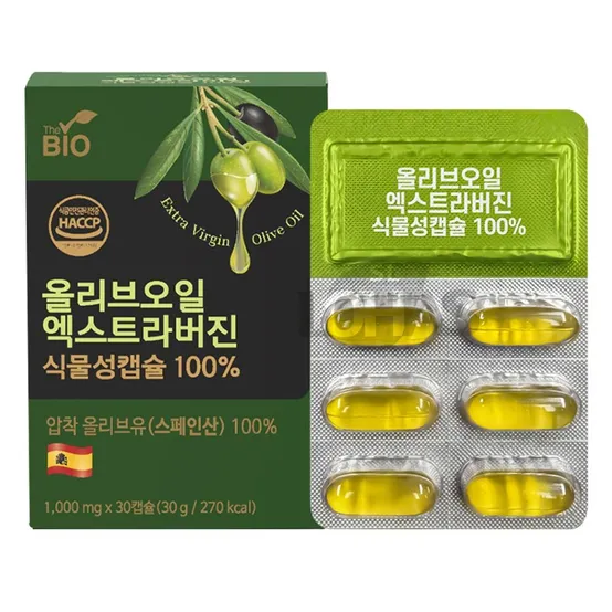 [1+1/총2개][더바이오] 엑스트라버진 올리브오일 1,000mg x 30캡슐