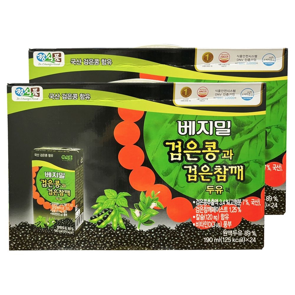 정식품 베지밀 검은콩과 검은참깨 두유 190ml 48개