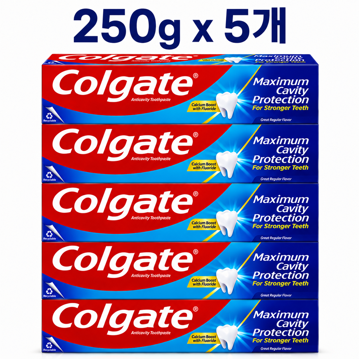 콜게이트 치약 250g x 5개 그레이트 레귤러