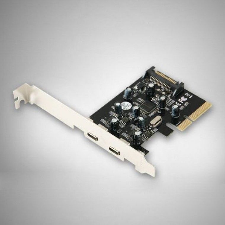 Coms 컴퓨터 PC USB 3.1 타입C 확장 카드 2포트 PCI-E 슬롯