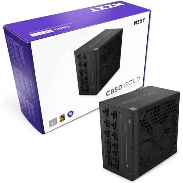 [해외] NZXT C850 Gold ATX 3.1 완전 모듈러 저소음 PC 게이밍 파워 서플라이 850W 80 Plus 12V 2x6 커넥터 제로 팬 모드 100% 일본산 콘