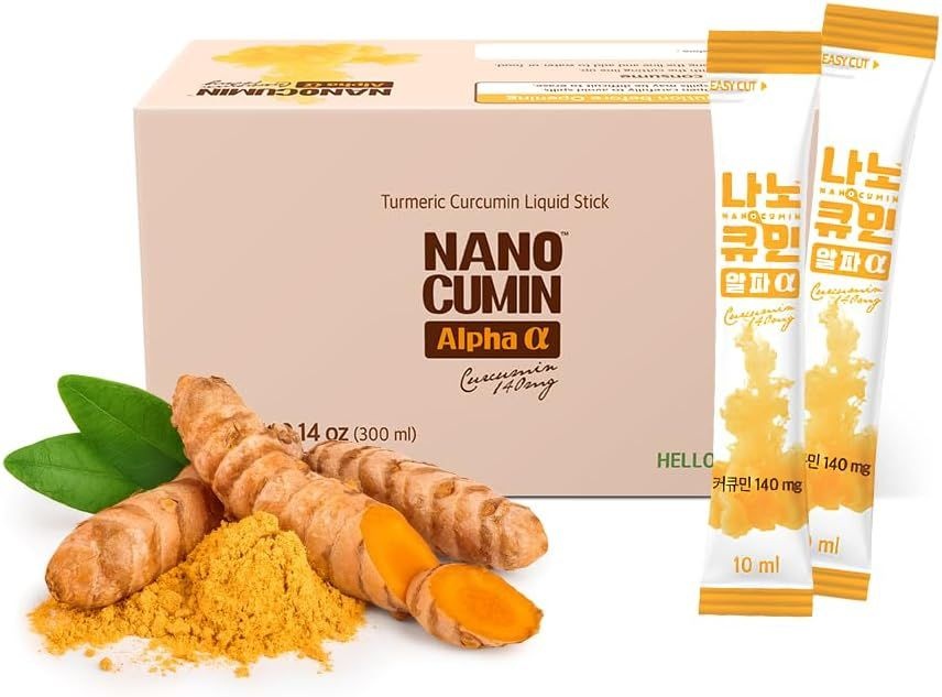 나노쿠민 강황 커큐민 레드 액체 보충제 - 140mg 커큐미노이드 인삼 아연 1nm 나노 기술로 최대 흡수, 관절, 염증,