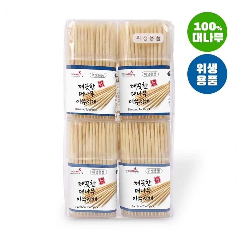 깨끗한 대나무이쑤시개 (사각케이스 200개입x4P)4P요지자작나무