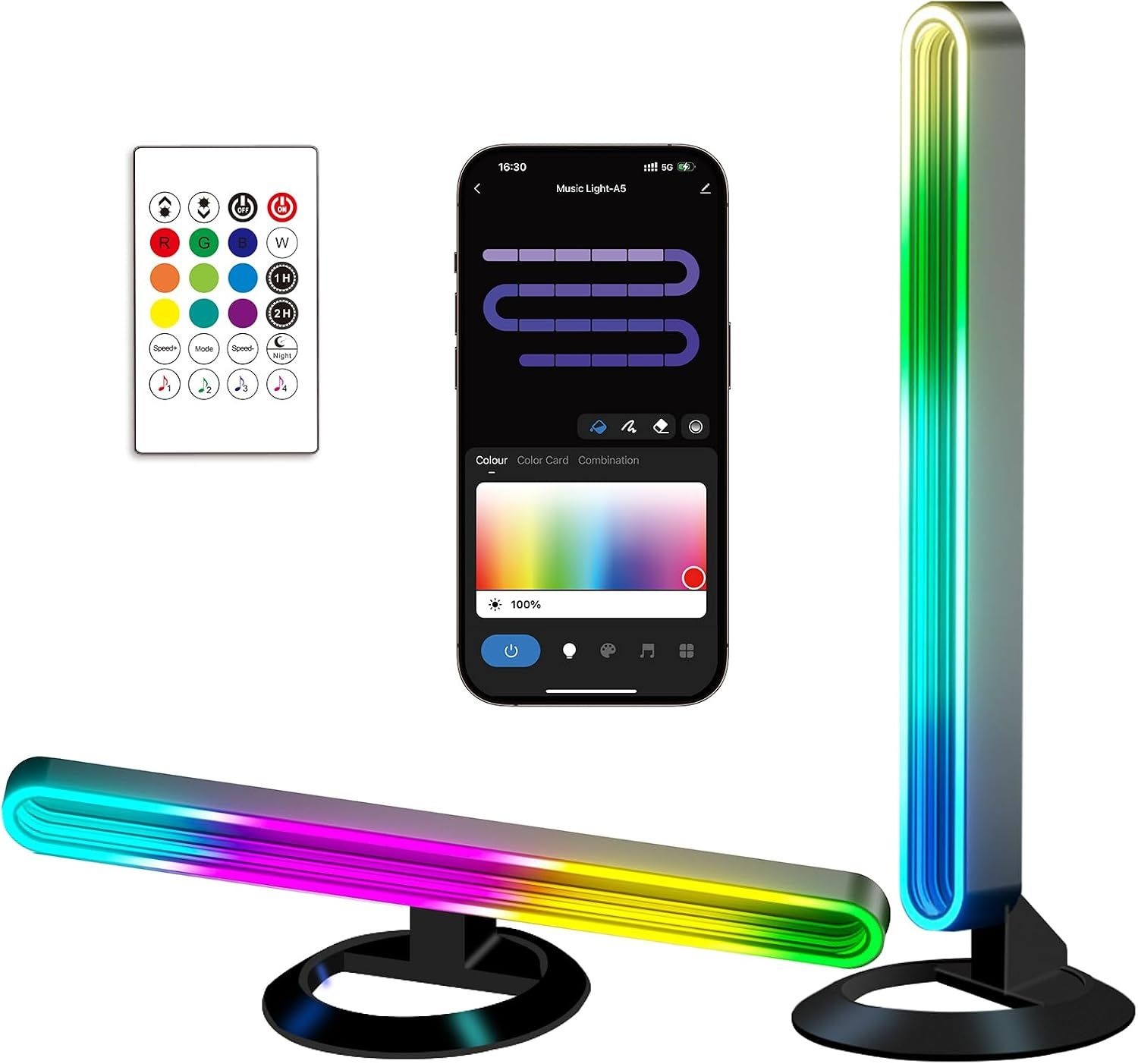스마트 다층 LED 라이트 바 2팩, 11인치 RGB 인피니티 미러 게이밍 조명, 1,600만 가지 색상 변경, 음악과 동기화, PC TV