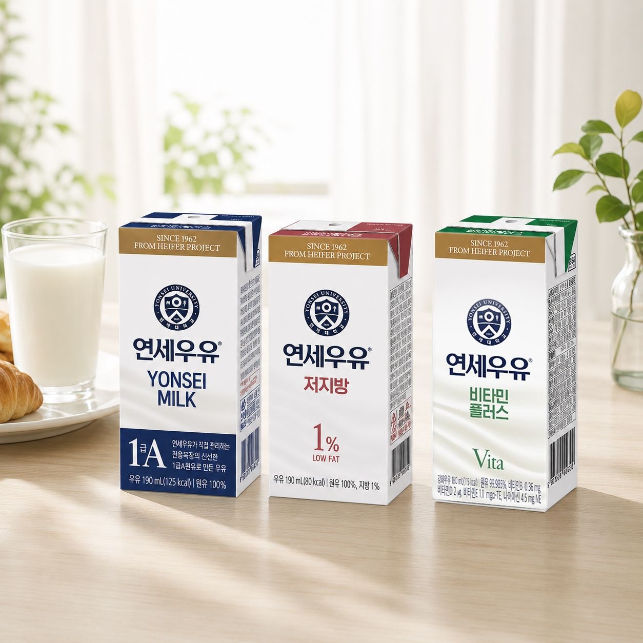 연세 멸균우유 1급A원유 190ml 24팩 /비타민플러스 멸균우유 180ml 24팩 /저지방 멸균우유 190ml 24팩