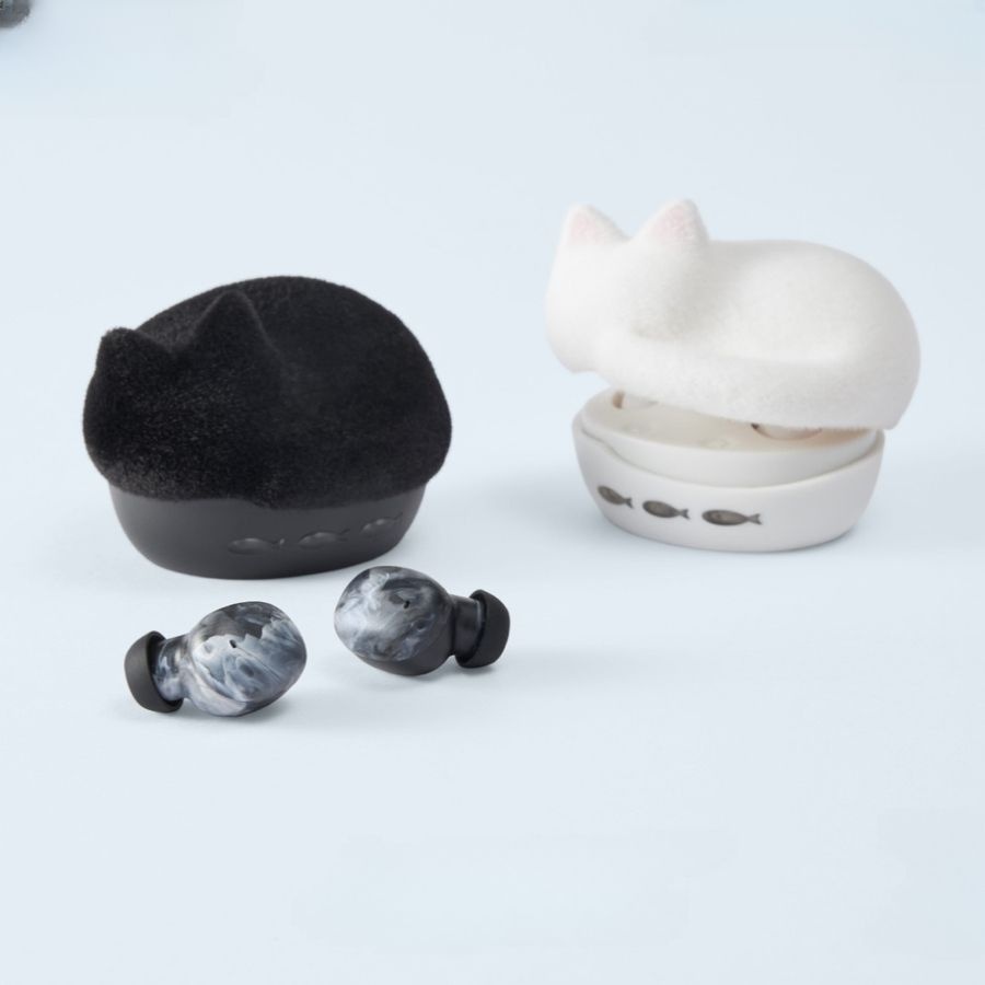 [해외] 라디우스 털 고양이 무선 블루투스 이어폰 블랙 화이트HP-C28BTF NEKO