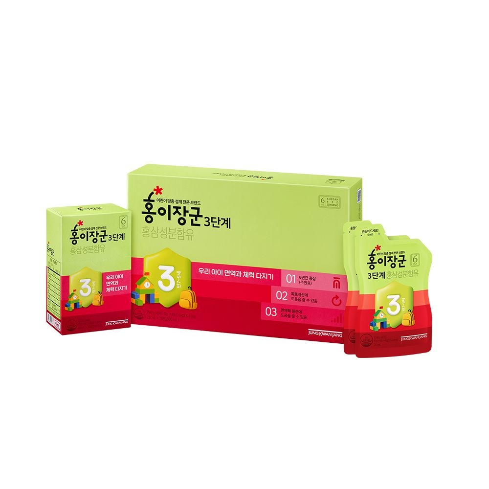 (정품) 정관장 홍이장군 3단계 20ml 30포 (만 7-9세 어린이 홍삼)