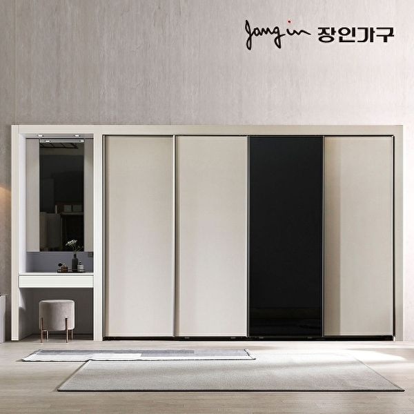 장인가구 [장인가구]단테 슬림 미러 화장대 파우더 슬라이딩 붙박이장 10cm