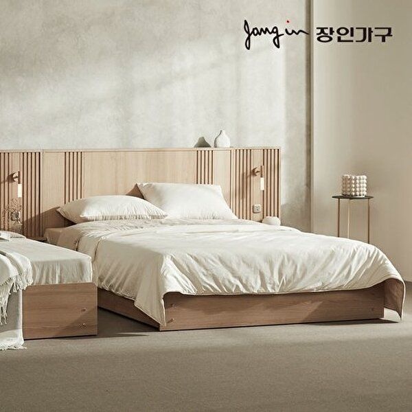 장인가구 [장인가구](무료) 로시 라이트 템바보드 LED 호텔 수납 침대 Q 협탁2 프레임