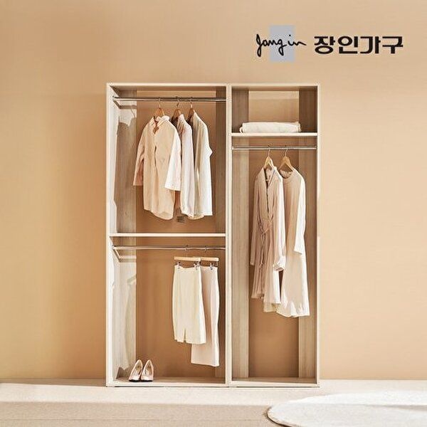 장인가구 [장인가구](무료) 올리세 E0 드레스룸 시스템 옷장 세트 1400 B (800 2단행거+600 긴옷행거)