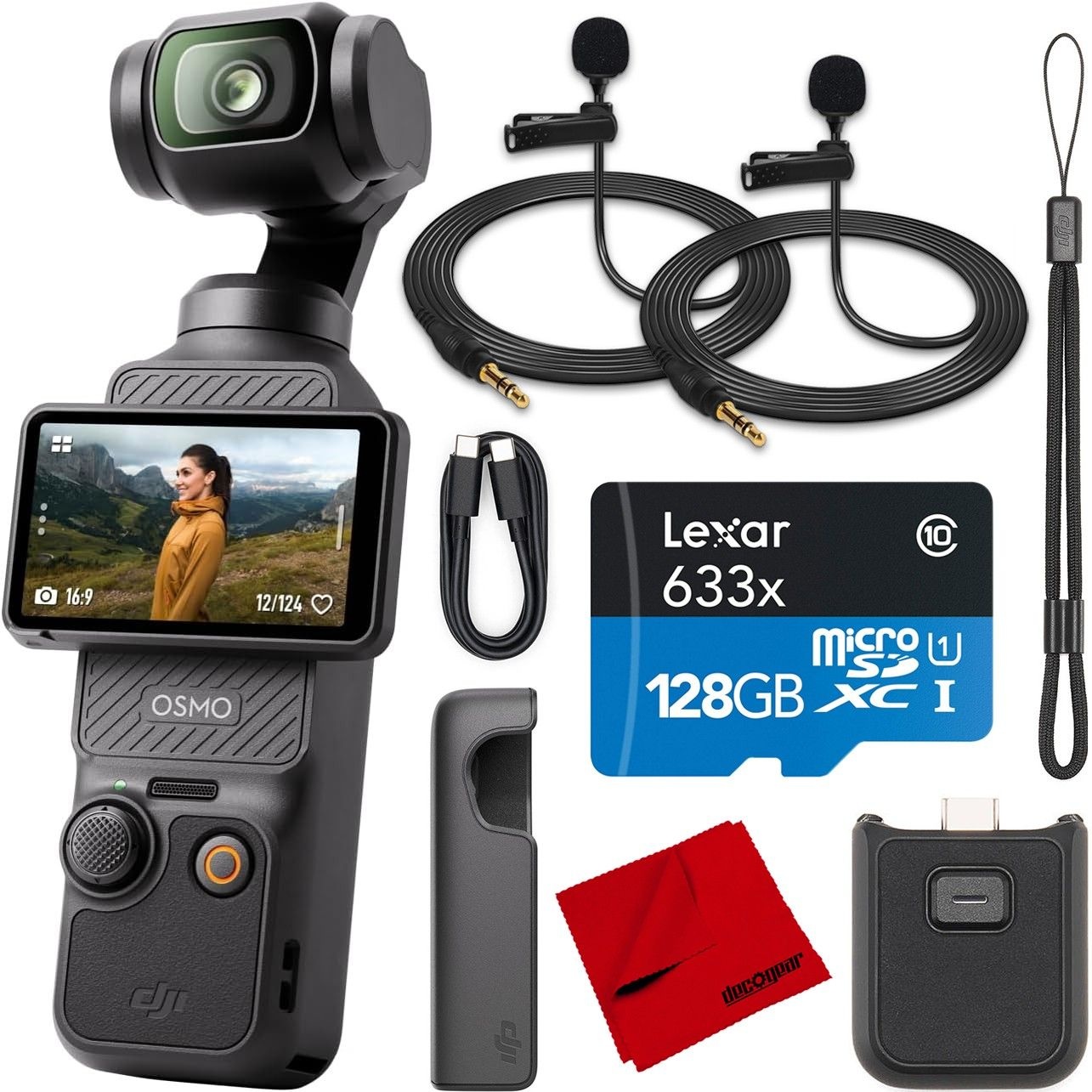 DJI Osmo Pocket 3 4K/120fps 짐벌 카메라 (3축 손떨림 방지) + 라펠 마이크 2개 세트 1095034
