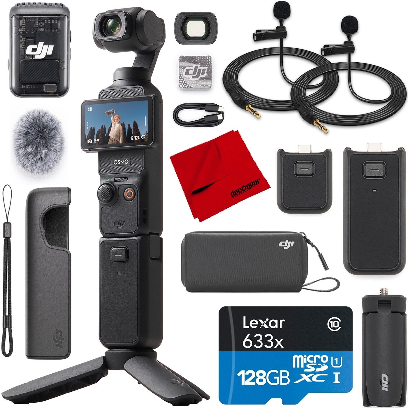 DJI Osmo Pocket 3 Creator 콤보 3축 손떨림 방지 4K 짐벌 카메라 + 마이크 2개 번들 1095050