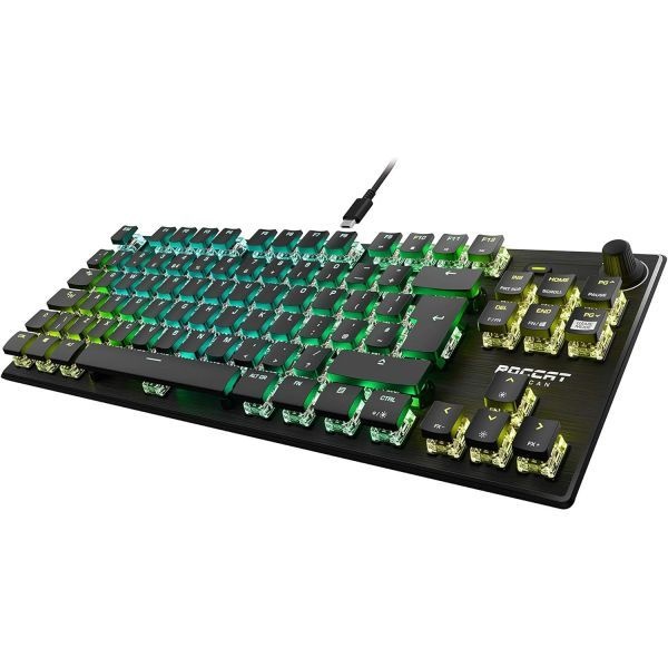 [해외] 로캣 벌칸 TKL 프로(영국식 레이아웃) 기계식 PC 게이밍 키보드 텐키리스 광학 리니어 티탄 스위치 키별 AIMO RGB 조