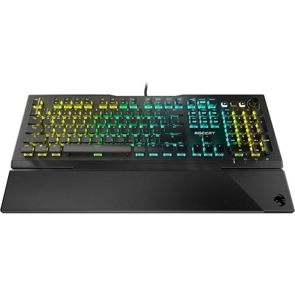 [해외] ROCCAT Vulcan Pro 리니어 옵티컬 PC 게이밍 키보드 티탄 스위치 풀 사이즈 키별 AIMO RGB 조명 아노다이징 처리된 알루미