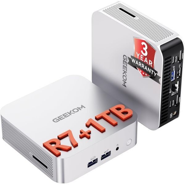 [해외] GEEKOM A8 미니 PC AMD Ryzen 7 8745HS Beats 6800H 32GB DDR5 RAM 1TB NVMe SSD 가정 비즈니스용 Windows 11 Pro 데스크톱 컴퓨터 Radeon 780M
