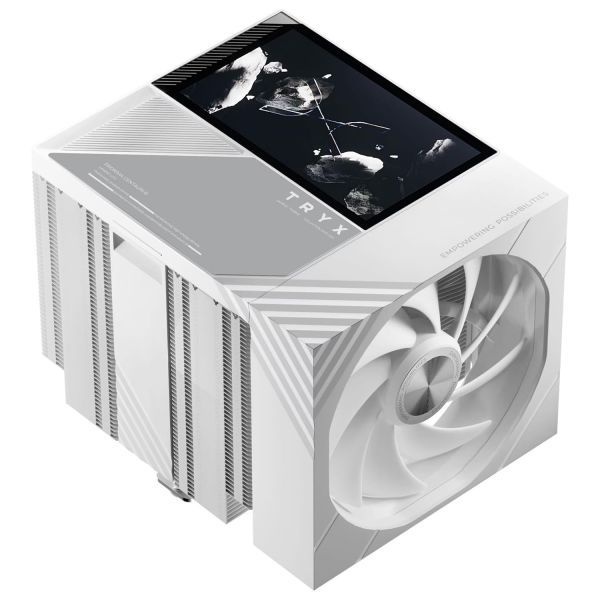 [해외] TRYX 트릭스 TURRIS 620 듀얼 타워 CPU 공랭 쿨러 5.0인치 720p IPS LCD 디스플레이 280W TDP 6개의 히트 파이프 레일 장착형 RO