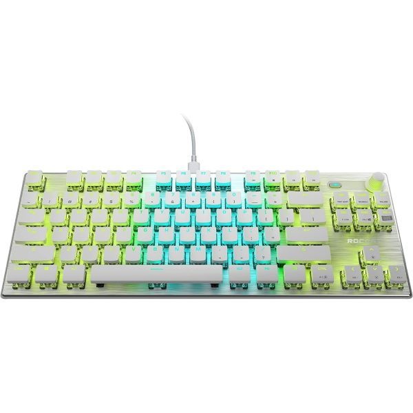 [해외] ROCCAT Vulcan TKL Pro PC USB-C 게이밍 키보드 리니어 옵티컬 티탄 스위치 AIMO RGB 조명 텐키리스 기계식 키감 빠른 키 스