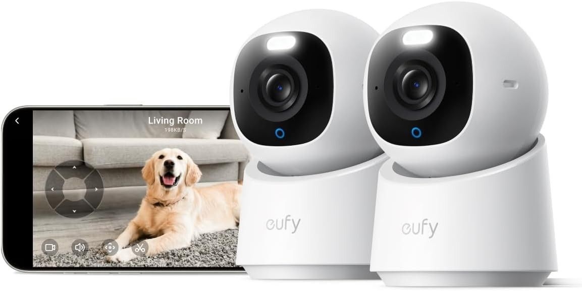 eufy 실내용 캠 E30 반려동물/아기 카메라 4K UHD 360도 팬틸트 2캠 AI 자동 추적 기능 1095775