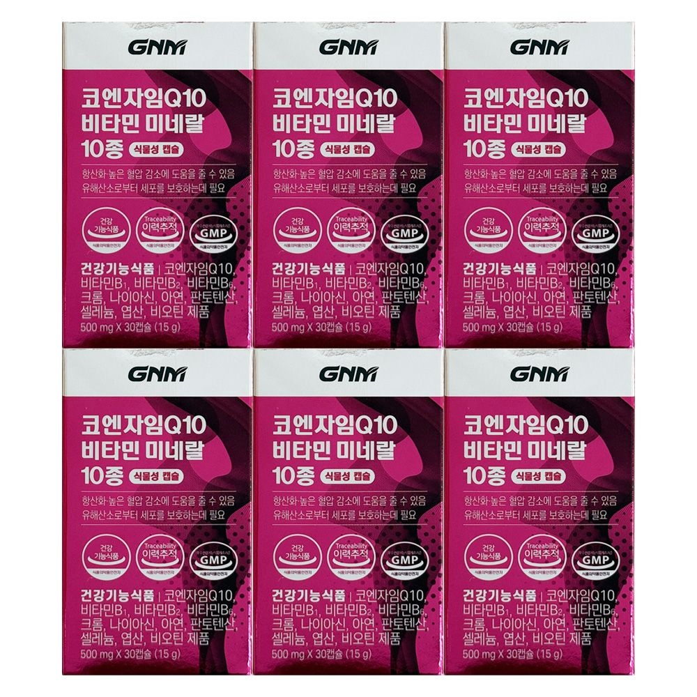 GNM자연의품격 코엔자임Q10 비타민 미네랄 10종 500mg x 30캡슐 6개 / 써클