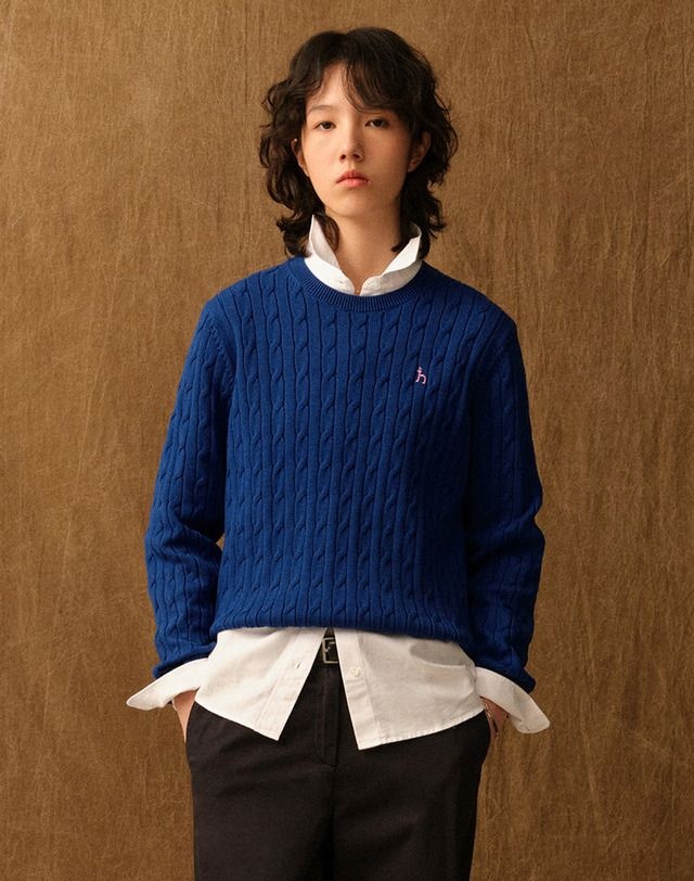 [26SS] [아이코닉] 케이블 긴소매 풀오버 블루 HSSW6AC12B2