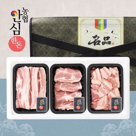 농협식품 안심한돈] 무항생제 플랜P 선물세트 10호 1.2kg(삼겹살400목살400앞다리살(제육용)400)