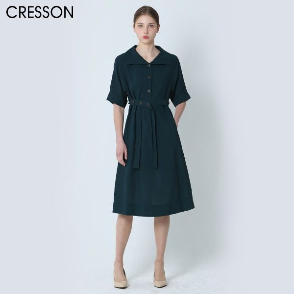 [크레송(CRESSON)] 고품격 벨트 포인트 오픈카라 원피스 (택가격