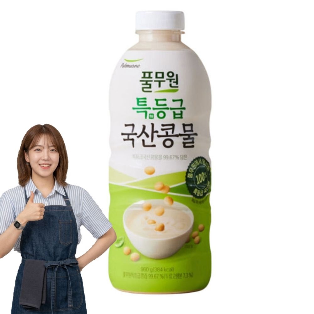 풀무원 특등급 국산 콩물 960g 4개 대용량 진한 콩국수 콩국물 백태 4병 세트
