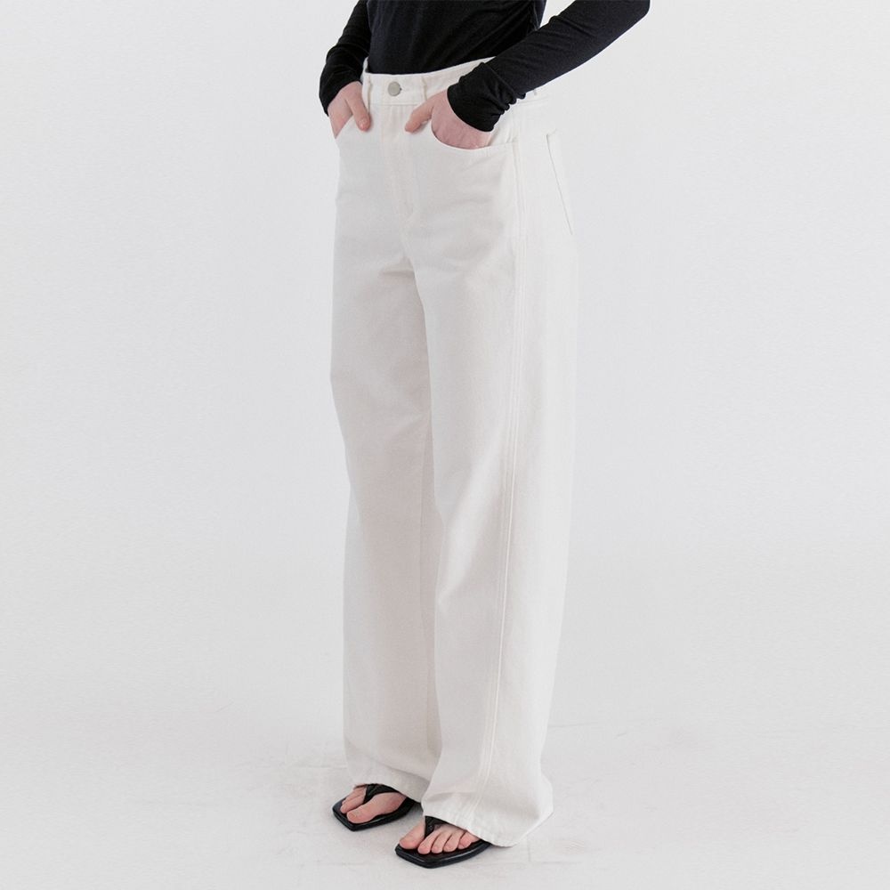 Shape Curved Cotton pants - Ivory