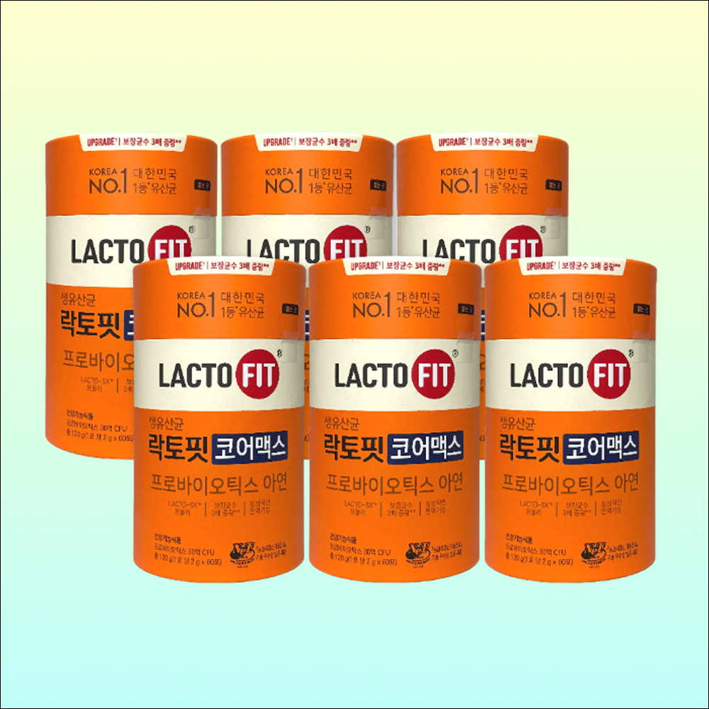 락토핏 코어맥스 2g 60포 6통 5X 포뮬러 생 유산균 프로바이오틱스 장건강 배변활동 온가족유산균