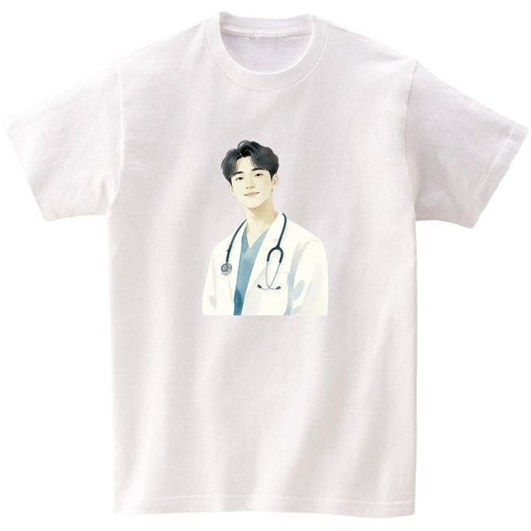 [하프클럽]길단 반팔티 아시아핏 USA핏 직업 의사 수채화 AI 이미지 모든색상 전사이즈