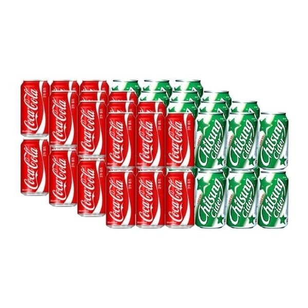 코카콜라 업소용355ml 24캔+칠성사이다 업소용 355ml 24입