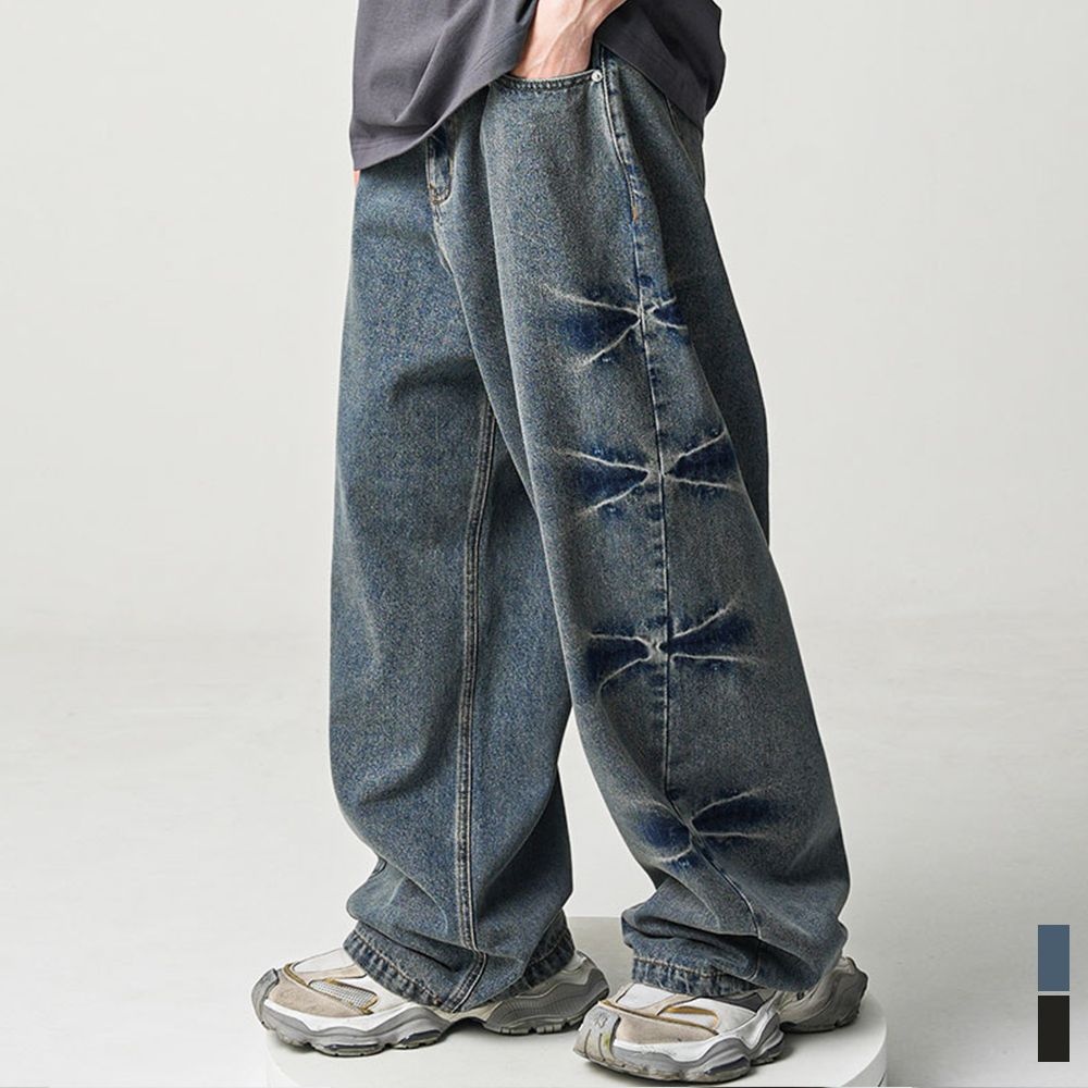 Pinch Wide Denim Pants - 2COL