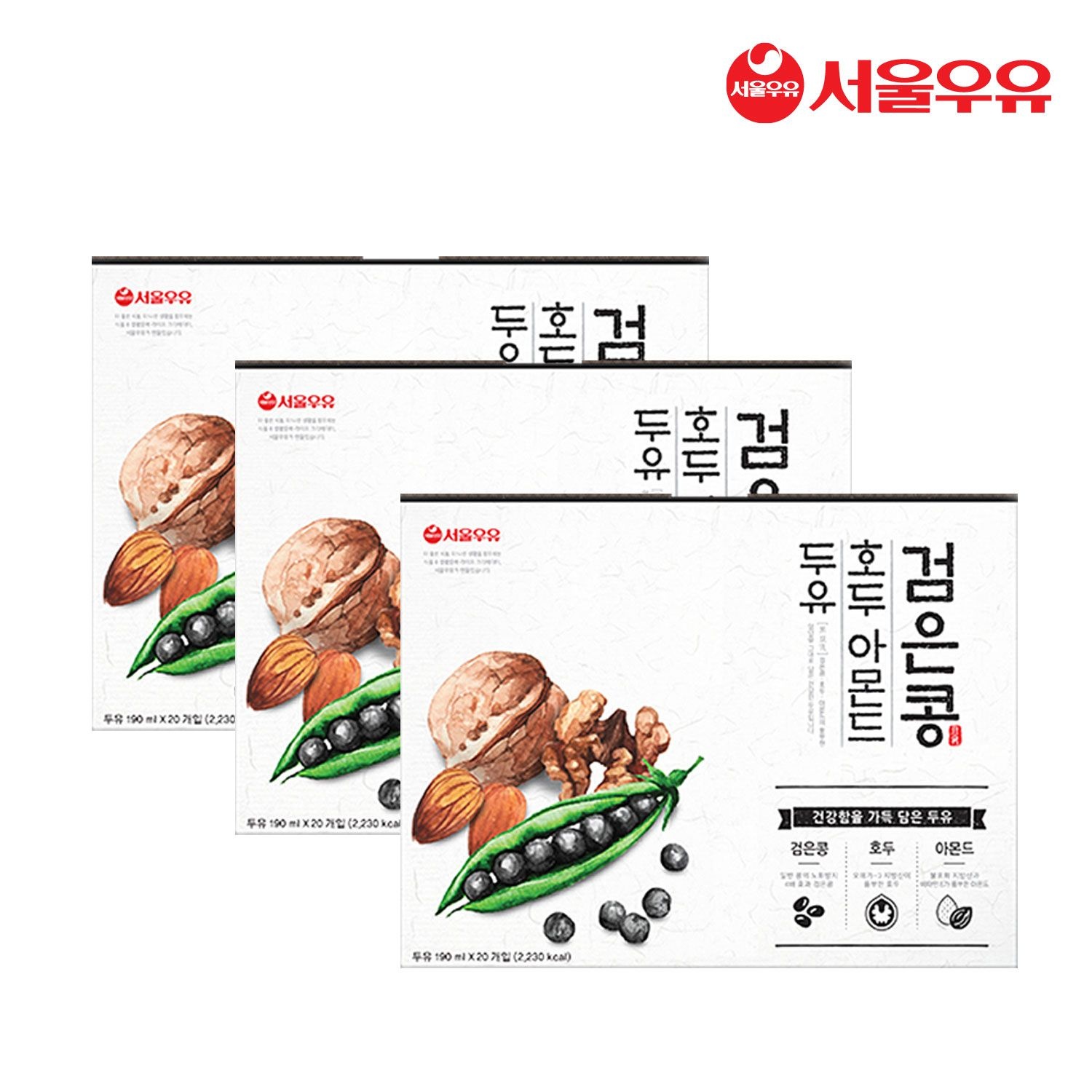 [롯데백화점] 서울우유 [서울우유] 검은콩 호두 아몬드 두유 (190ml*60팩) / 무료배송