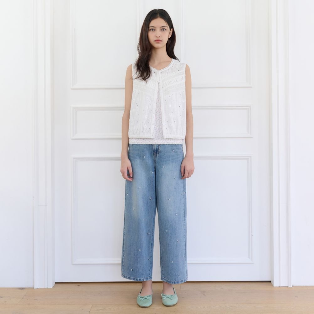 [여성]플라워 자수 데님(T264MJE249W)