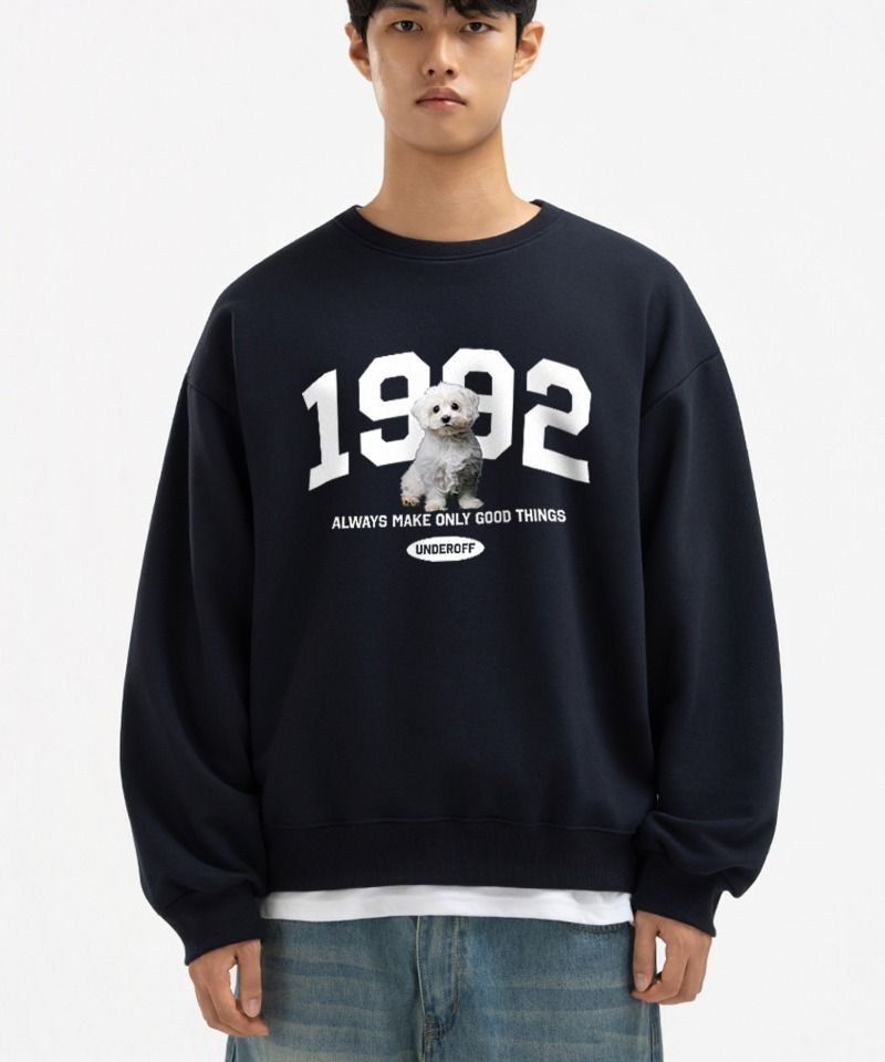 언더오프 UT300 여성 맨투맨 기모맨투맨 어센틱 릴렉스드 1992퍼피 스웨트 네이비 5380527