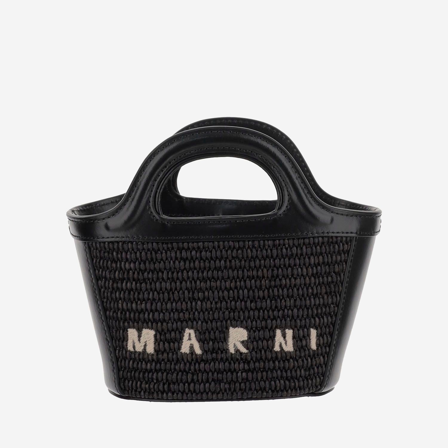 마르니 26SS 마르니 블랙 라피아 앤 레더 마이크로 Tropicalia h앤bag BMMP0067Q0P386000N99