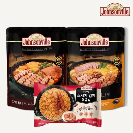쟌슨빌 부대찌개 500g 2팩+김치볶음밥 250g 1팩
