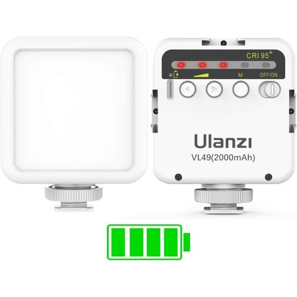 [해외] ULANZI VL49 2000mAh LED 비디오 라이트 콜드슈 3개 포함 DJI 오즈모 Mobile 3 Pocket Zhiyun Smooth 4 Sony 소니 RX100 VII Canon G7X Mark I