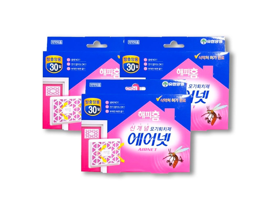 해피홈 유한양행 해피홈 에어넷 모기퇴치제 방충망용 3개