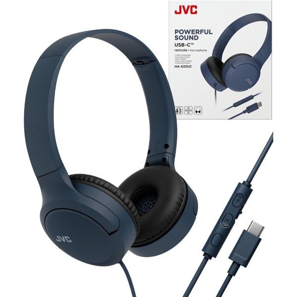 [해외] JVC USB-C 유선 온이어 헤드폰 마이크 포함 - 하루 종일 편안하게 착용 가능, 선명한 통화, 풍부한 사운드 – 접이식