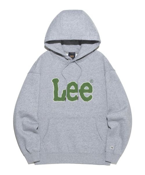 리 LEE 부클 치 로고 후드 티셔츠 그레이
