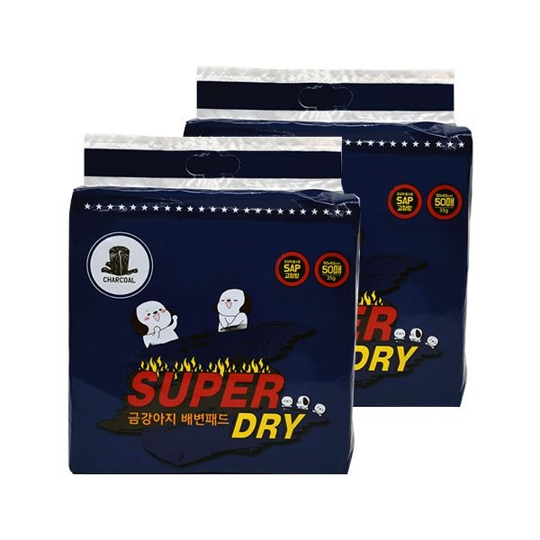 페슬러 금강아지 10년동안 꾸준한 참숯 애견 배변패드 슈퍼드라이 50매 X 2팩 (50*40/35g)