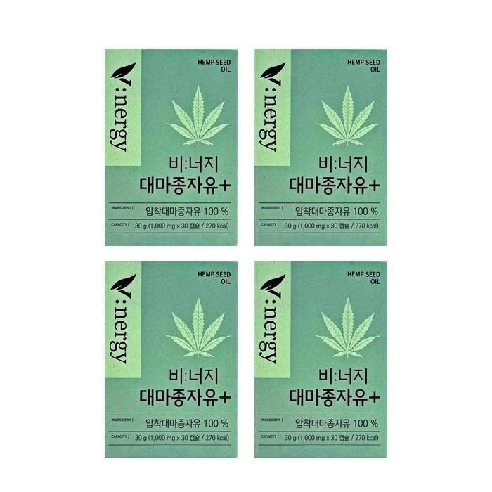 [휴럼]  비너지 대마종자유 플러스 1000mg x 30캡슐 x 4박스 -AO-