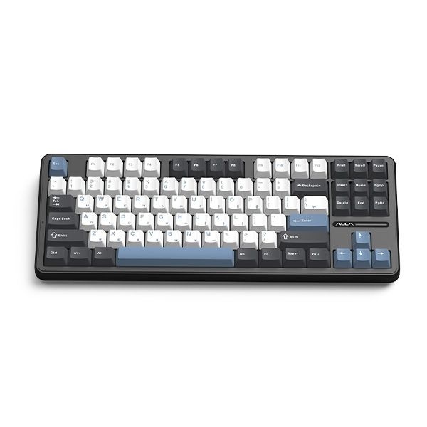 AULA F87Pro 유무선 독거미 한글 기계식 키보드 펀키스 국내 정품 인디고 블랙, 회목축 V4